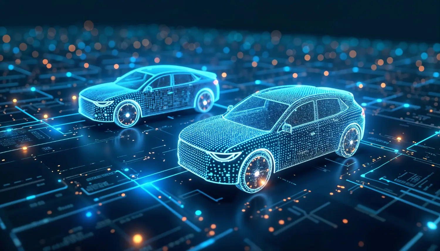 Digital illustration representing cybersecurity risks and wireless vulnerabilities in modern connected vehicles.