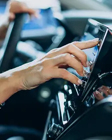 Exploring in-car touchscreen technology and the future of smart vehicle driving.
