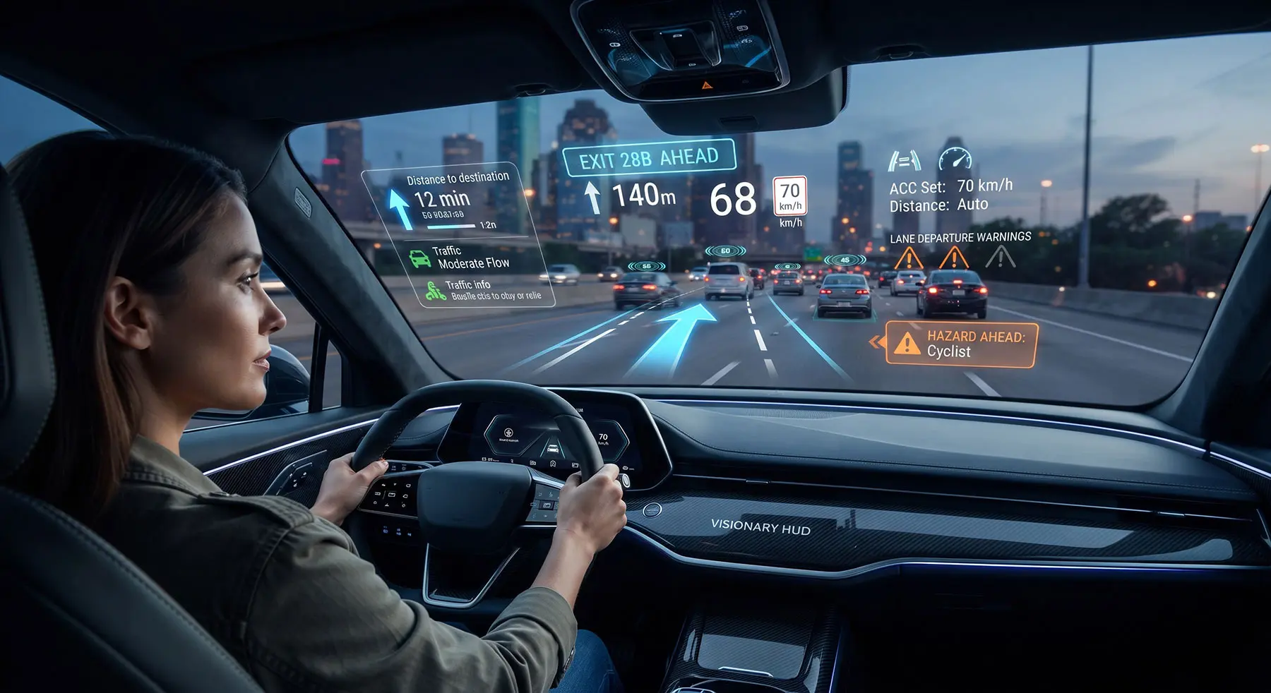 2026 Head-up display technology overlays navigation data onto vehicle windshield