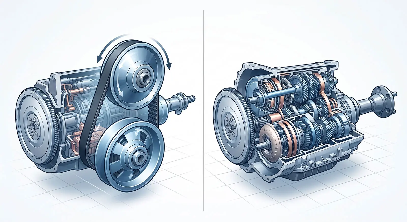 CVT vs automatic transmission internals compared on driving feel and reliability